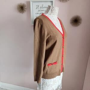 LKNW Coach Cardigan Sweater, Women's 100% Merino Wool Long Sleeve M